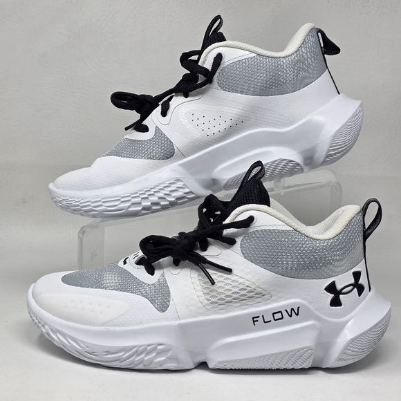 Under Armour Basketball Shoes Women's White/Gray 3025603-100 Size 8.5 Pre-owned - Picture 3 of 10